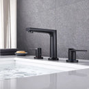 GobekUsa Brush Gold Widespread Basin Faucet Three Hole Mixer, Hot Cold, 8" Centers