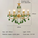 GobekUsa Green Crystal Chandelier for Living Room - Bohemian Style LED Pendant Lighting