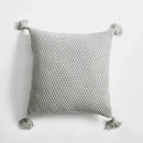 GobekUsa Knitted Grey Ivory Geometric Pillow Cover with Tassels, 45cm x 45cm