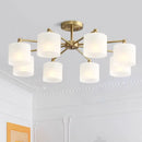 GobekUsa LED Black/Gold Ceiling Chandelier with Lampshade for Elegant Living Room Decor