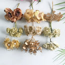 GobekUsa Gold Hybrid Flower Cherry Stamen Berries Bundle for DIY Decor