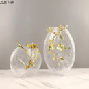 GobekUsa Golden Flower Glass Vase Desk Decoration, Aesthetic Floral Vases, Room Decor