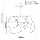 GobekUsa Leaf Grid Chandelier: Designer White Fabric Screen Suspension Lighting for Kitchen Island, Living Room, Bedroom