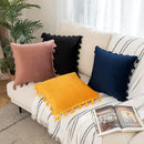 GobekUsa Black Velvet Tassel Fringe Throw Pillow Cover for Bed Sofa Couch