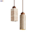 GobekUsa Japanese Stone LED Pendant Lamps Yellow Travertine Wabi Sabi Hanging Light