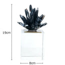 GobekUsa Black Agate Flower Crystal Art Desk Decoration on Crystal Base