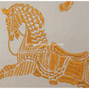 GobekUsa Gold Faux Silk Horses Jacquard Cushion Cover, Soft Chinese Style Throw Pillow Case
