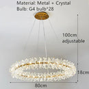 GobekUsa Clear Crystal LED Chandelier Round Lamp - Gold Metal Wire, Adjustable G4 Bulb