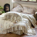 GobekUsa French Rose Flowers Print Bedding Set, Elegant Ruffles Princess Collection