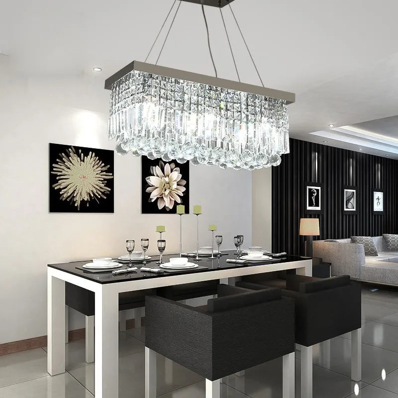 Modern Silver Crystal Chain Pendant Chandelier, photo 3 of 7