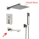 GobekUsa Black Wall Mounted Shower System with Handshower - 12/16 Inch Rainwater Faucet