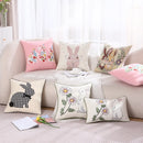GobekUsa Bunny Cushion Cover Pink White Floral Embroidered Easter Home Sofa Decoration
