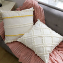 GobekUsa Boho Linen Cotton Pillow Cover with Tassels - Beige Square/Rectangular 45x45cm/30x50cm