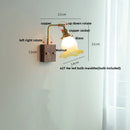 GobekUsa Glass Pink LED Wall Lights Pull Chain Switch Rotatable Sconce Bedside Lamp