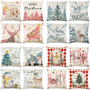 GobekUsa Christmas Letter Print Linen Throw Pillow Cover for Holiday Home Decoration
