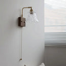 GobekUsa Clear Glass LED Wall Light Walnut Bedside Lamp Modern Rotatable Brass Wall Lights