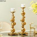 GobekUsa Golden Alloy Stone Pile Candle Holder Ornament Home Aroma Container