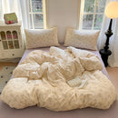GobekUsa Cotton Flower Print Bedding Set - Romantic High-Density Comforter for Adults