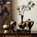 "GobekUsa Gold Foil Pattern Ceramic Vase - Handcrafted Flowerpot Terrarium Home Decor"