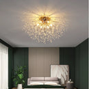 GobekUsa Golden Dandelion Crystal Chandelier: Warm Nordic LED Ceiling Lamp for Romantic Living Room.