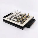 GobekUsa Handmade Wooden Chess Set with Zinc Alloy King & Queen - Plaid Design