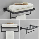 GobekUsa Black Bathroom Accessories Set: Robe Hook, Towel Rail, Shelf, Tissue Holder