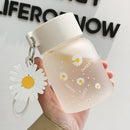 GobekUsa Daisy Flower Glass Water Bottle Portable Tumbler 350ML