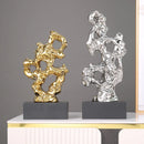 GobekUsa Gold Hollow Stone Statue Coral Sculpture Home Decor Figurines