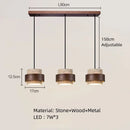 Japanese Wabi Sabi Stone Pendant Light in White or Gray