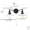 GobekUsa Industrial LED Wall Light Fixture with Pull Chain Switch, 2 Heads Bedside Lamp