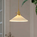 Japanese Ceramic Pendant Light in White and Bronze