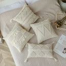 GobekUsa Boho Beige White Tufted Tassel Pillow Cover Set