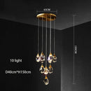 GobekUsa Diamond Crystal Chandelier: Luxury Gold LED Lighting for Staircase & Living Room