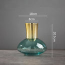 GobekUsa Gold Metal Glass Vase: Round Transparent Terrarium for Home Decor & Flower Arrangement