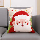 GobekUsa Christmas Embroidery Cushion Cover 45x45cm Santa Deer Snowflake Pillowcase Square Cotton