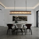 GobekUsa Crystal Rectangle Chandelier: Classic Retro Nordic Ceiling Hanglamp for Dining Room.