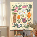 GobekUsa Botanical Wildflower Reference Chart Tapestry Wall Hanging - Bohemian Home Decor