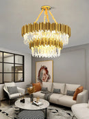 GobekUsa Crystal Chandelier Stainless Steel K9 Cristal Suspension Lamps Classic Gold Luxury
