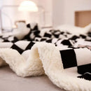 2024 GobekUsa Checkerboard Lamb Fleece Blanket Cover - Premium Printed Blanket Series