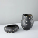 GobekUsa Black Resin Flower Pot Gold Accent Vase for Chic Home Decor