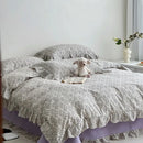 GobekUsa Korean Floral Lace Duvet Cover: Luxury Soft Quilt for Queen King, Breathable Home Decor