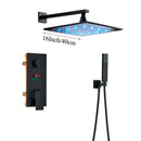 GobekUsa LED Black Wall Mounted Shower Faucet Set with Rainfall Shower Head
