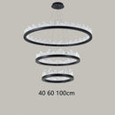 GobekUsa Black Gold Rings Crystal Chandelier - Nordic Luxury LED Lighting for Living Room