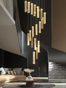 GobekUsa Large Chrome Plated Crystal Chandelier Pendant for Modern Spiral Staircase
