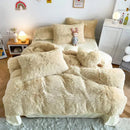 GobekUsa Fluffy Faux Fur Bedding Set: Duvet Cover, Sheet, Pillowcase - Soft & Warm