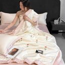 GobekUsa Bowknot Embroidered Summer Bedding Set - Soft & Skin-friendly Quilt, Duvet, Pillowcases