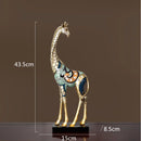 GobekUsa Giraffe Mother and Child Painted Sculpture - Modern Home Decoration Golden Ornament