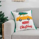 GobekUsa Christmas Santa Snowflake Embroidery Pillow Cover Square Cotton 45x45cm