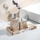 GobekUsa Coral Pink Marble Bathroom Accessories Set: Dispenser, Dish, Holder, Tissue Box, Tray