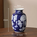 GobekUsa Blue & White Porcelain Vase Pot for Stylish Room Aesthetic Decor & Flowers